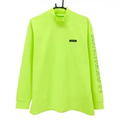 【新品】ジャックバニー 長袖ハイネックシャツ 蛍光グリーン 袖ロゴ ストレッチ  メンズ 5(L) ゴルフウェア 2025年モデル Jack Bunny