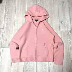 Ralph Lauren Pink Knit Zip Up Hoodie Women's M ラルフローレン ウール ニットジップパーカー ピンク レディースM相当