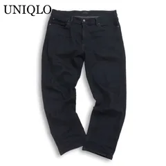 今期!! 25AW★ UNIQLO ユニクロ ヒートテック★ ウルトラ ストレッチ デニム パンツ ジーンズ Sz.35 メンズ 黒 大きいサイズ
