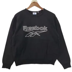 Reebok リーボック 秋冬 ビッグロゴ★ 裏起毛 スウェット クルーネック トレーナー Sz.M メンズ 黒