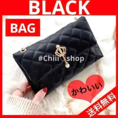 大幅値下げ　E44　キルティング バッグ［ブラック］bag フェイクパール 装飾 チェーンバッグ かわいい キルティング チェーンバッグ 小さめ ミニバッグ 化粧 シンプル バッグ 収納美人 整理整頓 大人カジュアル シンプル かわいい ポシェット