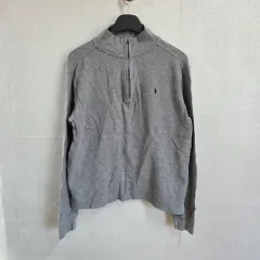 XL レディース ポロ ラルフローレン ハーフジップ アップ 長袖 グレー