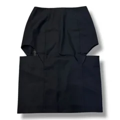 参考上代39,600円 未使用品 JOHN LAWRENCE SULLIVAN 23SS WOOL GABARDINE HOLLOWED OUT SKIRT ウールスカート ひざ丈スカート ジョンローレンスサリバン 2C024-0623-12 ネイビー XSのサムネイル
