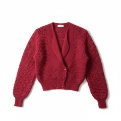 バーガンディ レッド ニット カーディガン レッド