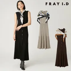 【SALE50%OFF】【即納】 フレイアイディー FRAY I.D ドレス 25秋冬 スカーフセットニットワンピース ノースリーブ ロング丈 fwno254157