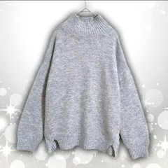 【即決ご希望額はコメントへ】 Healthy Karen　ヘルシーカレン　ニット　ボトルネック　セーター　グレー　Ｍ　スリット　長袖　体型カバー　着痩せ　大人可愛い　きれいめ　こなれ感　抜け感　リラックス　秋冬　人気　定番　ゆるだぼ　上品　美シルエット