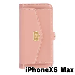 【新品未使用】iPhone XS Max ストラップ付き 手帳型スマホ ケース ショルダー (カバー色ピンクベージュ) カード収納 鏡付き ミラー 可愛い カバー おしゃれ 韓国 myones-case026-iphonexsmax-pkbe