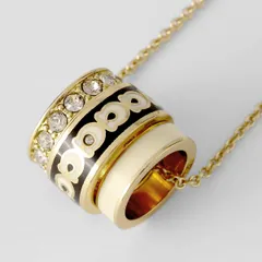 新品 コーチ COACH ネックレス エナメル ネックレス ゴールド/ブラック