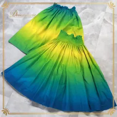 フラダンス 衣装 パウスカート カパリリ グリーン系 Kapalili 日本製 スカート セット シングル グラデーション 無地 かわいい 鮮やか 華やか 明るい ハワイアン アロハ フラ ダンス レッスン 練習 ペチコート イエロー系 ブルー系