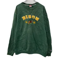 メキシコ製 Champion ロゴスウェット トレーナー XL グリーン イエロー チャンピオン プルオーバー ビッグロゴ スウェット 秋物 a801-5191