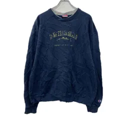 メキシコ製 Champion プリントスウェット トレーナー XL ネイビー チャンピオン プルオーバー ビッグプリント スウェット 秋物 a801-5192