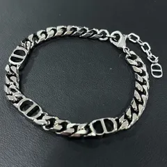 美品★クリスチャンディオール/Christian Dior アイコン CD チェーンリンク アイコン ブレスレット シルバー