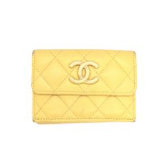 CHANEL イエローレザー 三つ折り財布 コンパクト財布 キャビアスキン