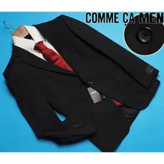 新品定価5万円 COMME CA MEN コムサメン『チェルッティ イタリア製生地』Super110S ギャバジン 無地 ジャケットS黒(05) 01GI03