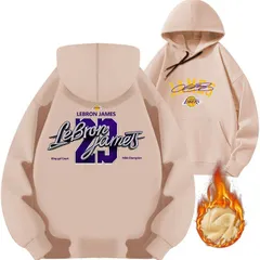 バスケットボール レブロン・ジェームズ 23番 プリント パーカー メンズ カジュアル ストリートウェア 起毛あり サーモンピンク