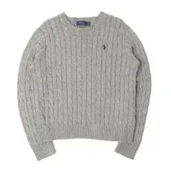 ポロ ラルフローレン ライトグレー コットン ケーブルニット