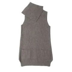 ラルフローレン グレー カシミア ウール アシンメトリー タートルネック ニット ONE PIECE