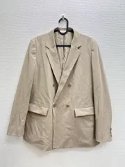 13 大人気　ユニクロ　セットアップ　スーツ　ベージュ　Lサイズ　ダブルジャケット　タックワイドパンツ
