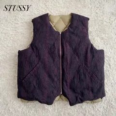 未使用級！22aw STUSSY ステューシー　PYTHON REVERSIBLE VEST リバーシブル　ダウンベスト　キルティング　パープル　ベージュ　サイズL