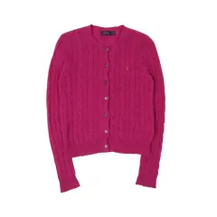 ポロラルフローレン ピンク ウール カシミア ケーブルニット カーディガン