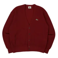 ラコステ レッド ウール カーディガン