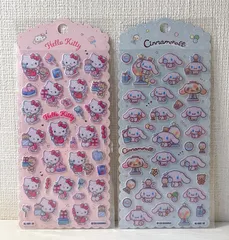 キティー　シナモン　フェルト　シール　モコモコ　立体シール　サンリオ