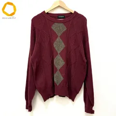 #wnc イヴサンローラン Yves Saint Laurent ニット・セーター ボルドー系 ベージュ ヴィンテージ 福助製 アーガイル柄 メンズ [979792]のサムネイル