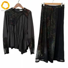 #anc ノンノンドール nonnondorl セットアップ 黒系 重ね着風 レース アシンメトリー 美品 レディース [982452]