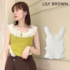 【SALE50%OFF】【即納】 リリー ブラウン LILY BROWN トップス 25秋冬 レースフリルニットトップス ノースリーブ ミドル丈 フリル lwnt254182