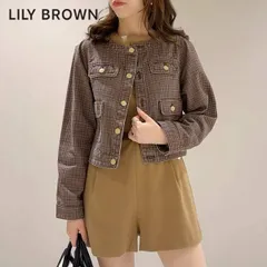 【SALE50%OFF】【即納】 リリー ブラウン LILY BROWN アウター 25秋冬 ノーカラークラシカルデニムジャケット ショート丈 デニム lwfj254193