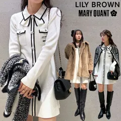 【SALE30%OFF】【即納】 リリー ブラウン LILY BROWN ワンピース 25秋冬 【LILY BROWN×MARY QUANT】デイジー釦付きビジューミニニットワンピース 長袖 ミニ丈 マリクワ コラボ lwno255026