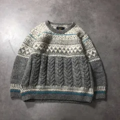 GQ4524◇PHERROW'S : ネパール製 ウールハンドニットセーター◇L◇グレー系 フェローズのサムネイル