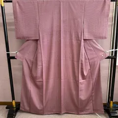 小紋　袷　着物　江戸小紋　紫　霰　紋なし　リサイクル着物　k-877