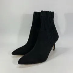 美品〇 ZARA ソックスブーツ ブラック ポインテッドトゥ 36 23.5 黒 スエード
