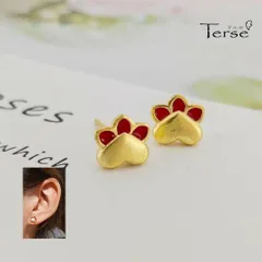 Terse ぷっくり立体 猫モチーフピアス｜肉球みたいな丸フォルムにミニハートが可愛い、S925ポストの個性派アクセサリー ぷっくりフォルム×ミニハート、耳元に遊び心を添えるアクセサリー 猫 / ネコ / 猫モチーフ/ 肉球 / 猫足 / ギフト / 猫好き