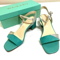 オリエンタルトラフィック　サンダル　スエード　グリーン　シルバー　ヒール　L