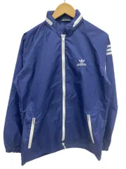 adidas (アディダス) ナイロンジャケット 古着 80s 3本ライン入り デサント社製 L ブルー メンズ/045