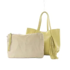 ジャンニキャリーニ GUM gianni chiarini トートバッグ ハンド レザー 本革 黄色 シボ加工 フリンジ /RI ■OS