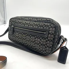 美品<!-利用不可文字-!>COACH コーチ ショルダーバッグ 斜め掛け シグネチャー キャンバス レザー 革 グレー 灰