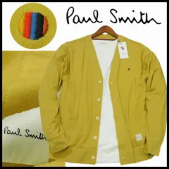 新品 ポールスミス カーディガン うす手 コットンマルチスポット刺繍 M イエロー アーティストストライプ ロゴタグ Paul Smith メンズ
