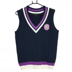 【超美品】パーリーゲイツ ニットベスト ネイビー ケーブル編み Vネック メンズ 5(L) ゴルフウェア PEARLY GATES