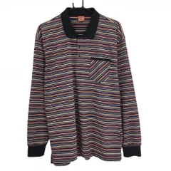 パラディーゾ 長袖ポロシャツ マルチカラー ボーダー 胸ポケット付 メンズ LL ゴルフウェア Paradiso