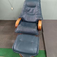 Ekornes エコーネス本革ムートン付き 黒チェア オットマン別出品
