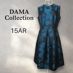 【大きいサイズ】DAMA collection ノースリーブ　フォーマルワンピース　花柄　ブルー×ブラック　15AR（3L相当）　成人式・卒業式・入学式に★