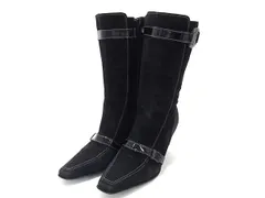 Salvatore Ferragamo フェラガモ ヴァラ スエード×パテントレザー ショートブーツ 表記サイズ4 1/2 (約22cm) 靴 ブラック系 DK1571