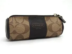 ■美品■ COACH コーチ シグネチャー PVC×レザー ゴルフボールケース ポーチ 小物入れ ブラウン系 DK8709