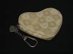 ■美品■ COACH コーチ オプアート PVC ハート コインケース コインパース 小銭入れ レディース ベージュ系 DK8838