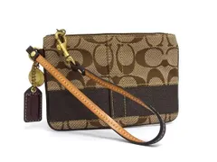 COACH コーチ 40028 シグネチャー キャンバス リストレット ポーチ マルチケース 小物入れ レディース ブラウン系 DK8841