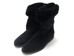 Salvatore Ferragamo フェラガモ ヴァラ スエード×ファー ショートブーツ 表記サイズ 7 (約24cm) 靴 シューズ ブラック系 DL3904