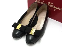 Salvatore Ferragamo フェラガモ ヴァラリボン レザー ヒール パンプス サイズ5 (約22.5cm) 靴 シューズ ブラック系 DL3849